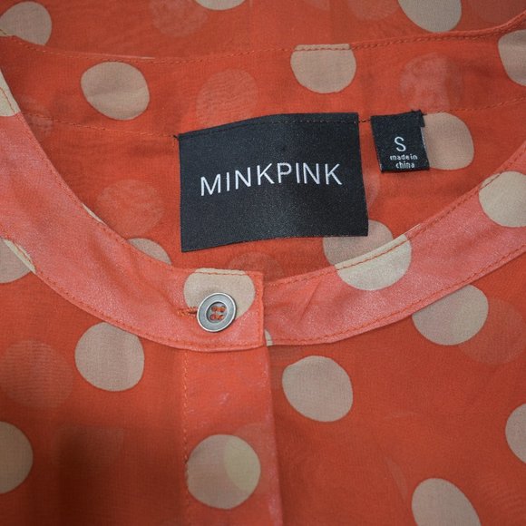 Women MINKPINK Orange Button up Blouse Size Small - Picture 5 of 7